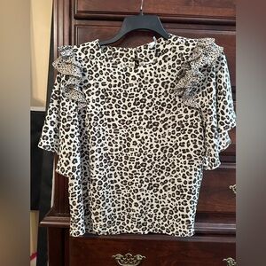 Glam Animal Print Ruffle Blouse